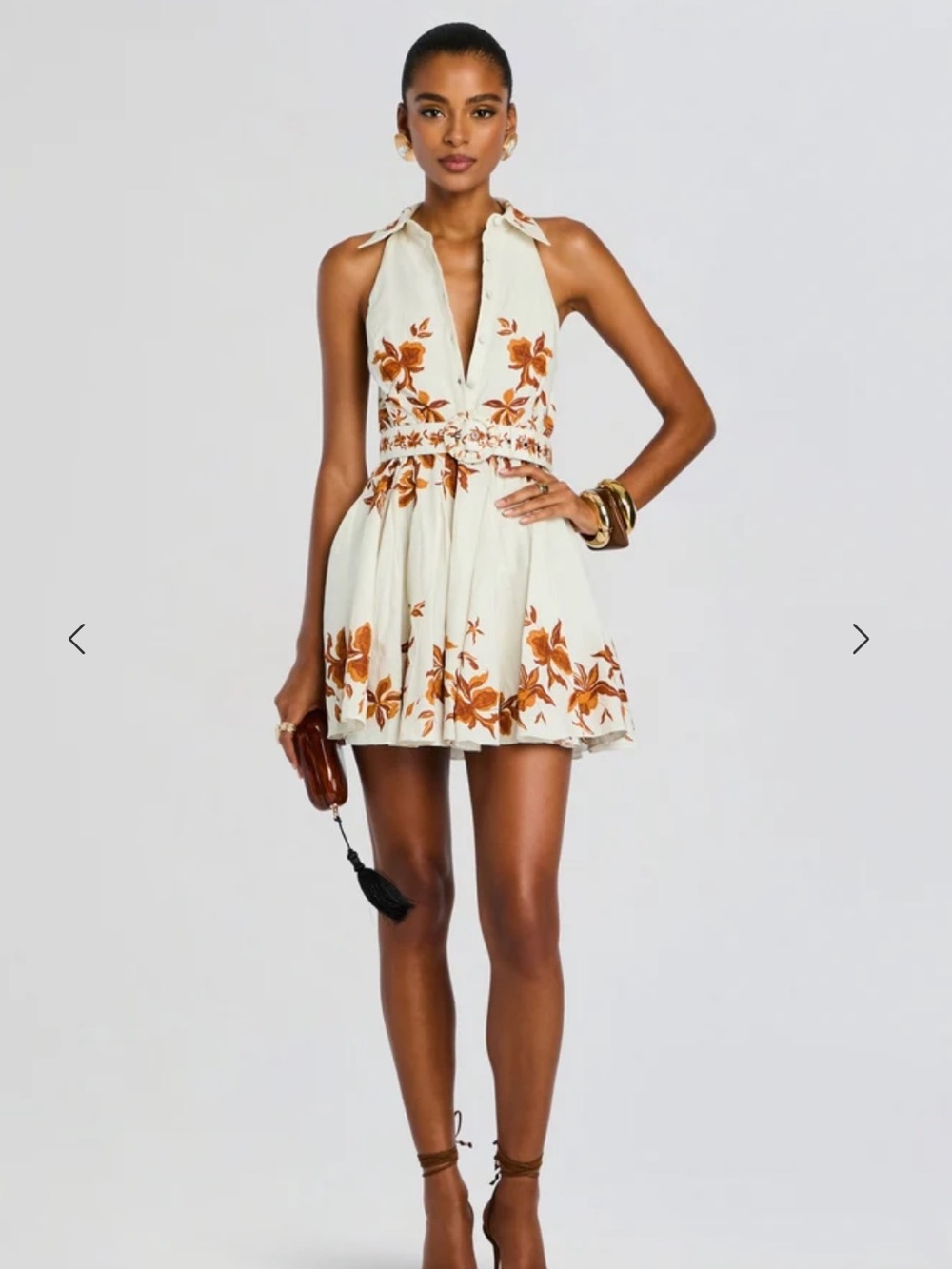 HEMANT AND NANDITA Short Dress With Buckle Belt in Ivory